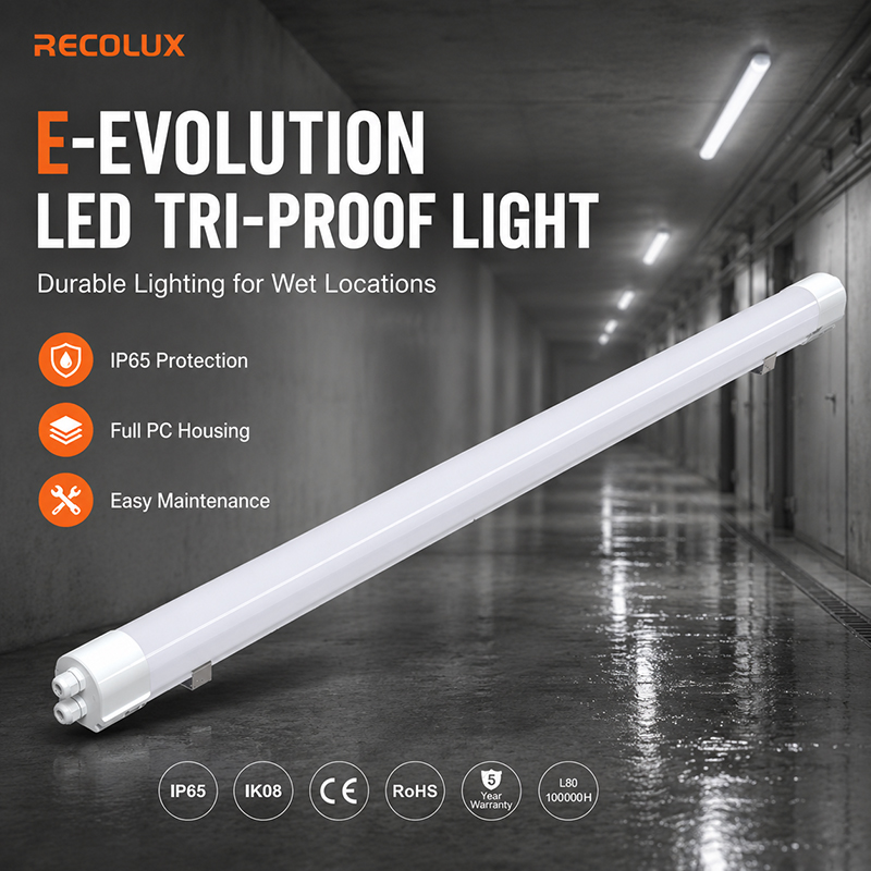 DALI2 Ra90 Tri-proof IP65 IK08 LED Batten Light with Removable PCB Board and 5-Year Warranty for Distributor Stock Reduction