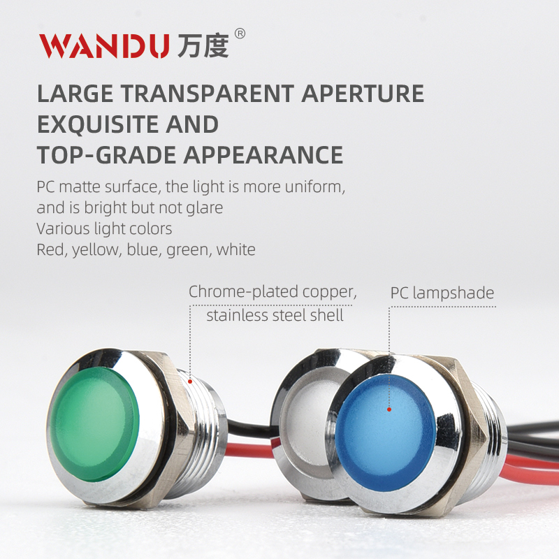 WD 12mm Led Indicator Light 6v12v24v36v48v110v220v Explosion Proof Signal Lamp High Quality Indicator Lights Metal