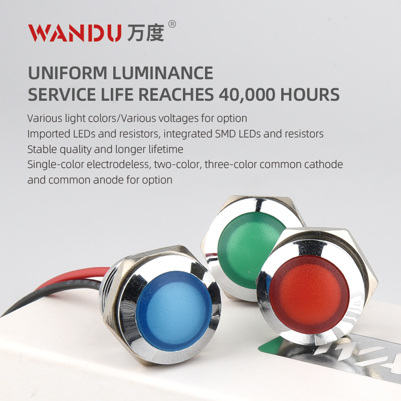 WD 12mm Led Indicator Light 6v12v24v36v48v110v220v Explosion Proof Signal Lamp High Quality Indicator Lights Metal