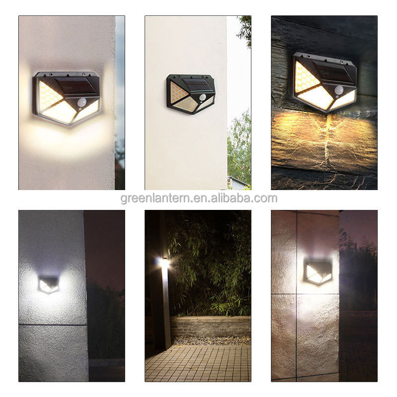 Outdoor Waterproof 100 Led Motion Sensor Solar Wall Light for Garden