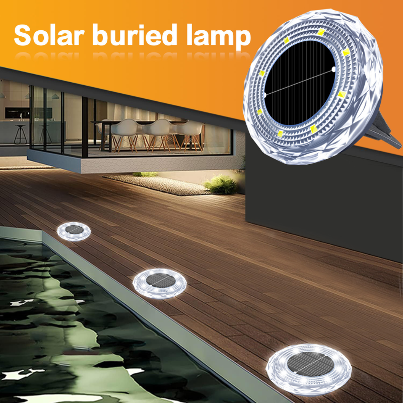 New Mini Solar-powered IP65 Waterproof 8LED Motion Sensor Flying Saucer Garden Lawn Light ABS Material