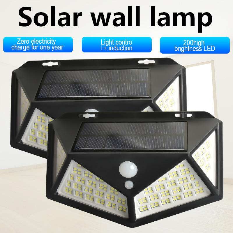 100LED Solar Power PIR Motion Sensor Wall Lamp Landscape Outdoor LED Solar Garden Light