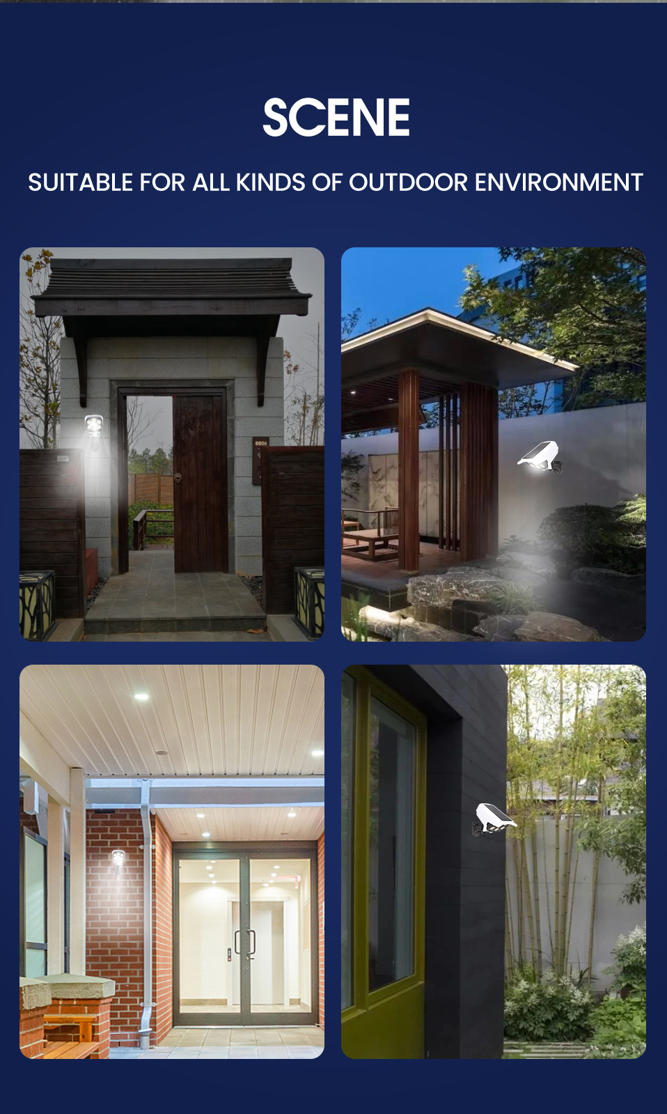 Solar Security LED Flood Light Outdoor Simulation Motion Sensor Wall Lamp Solar Surveillance Cameras Lights