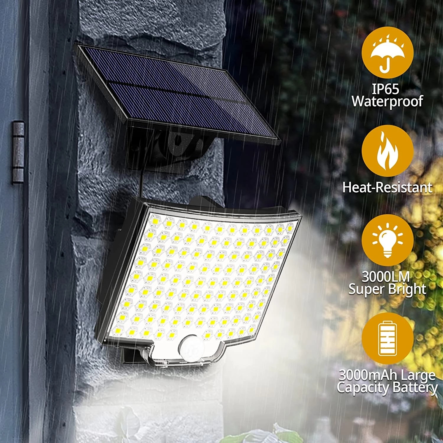 Waterproof LED Solar Wall Light PIR Motion Sensor IP65 Rating ABS Body Battery Solar Panel Indoor Outdoor Garden Street Lighting