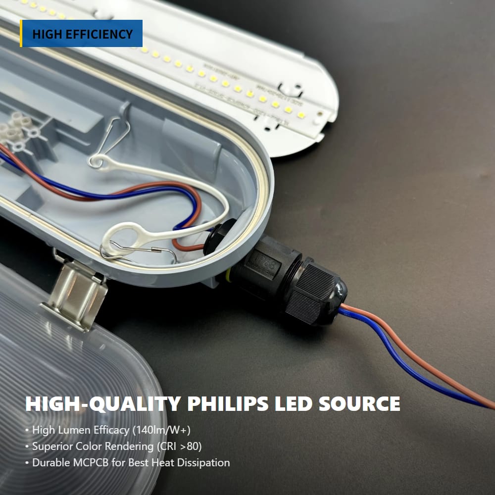 IP65 LED Tri-proof Light with for Xitanium Driver 1.2m Industrial Batten Fixture ABS+PC Supermarket 3-Year Warranty