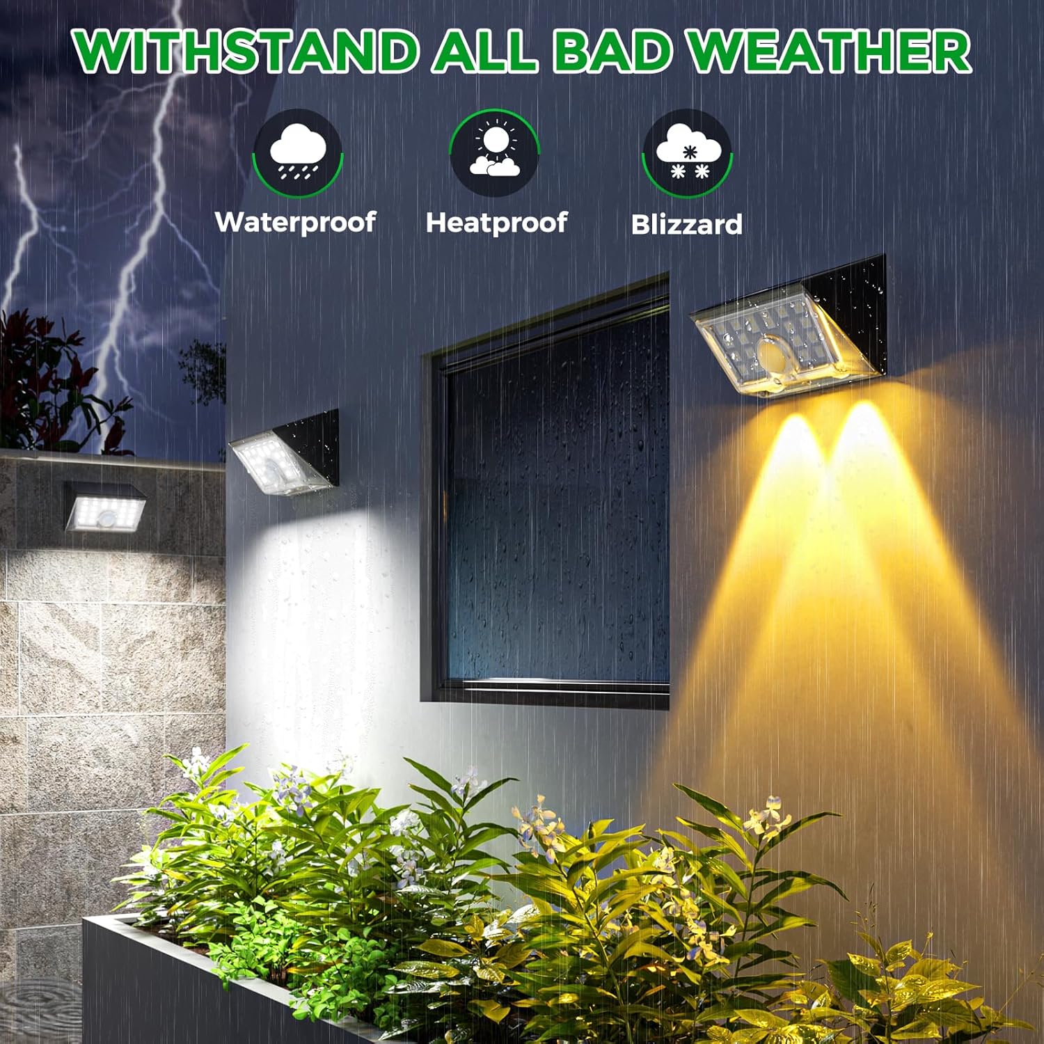 IP65 Waterproof Solar Fence Lights 22 LED Motion Sensor Wall Lights Security Night Lighting Garden Yard Front Outdoor Dimmable
