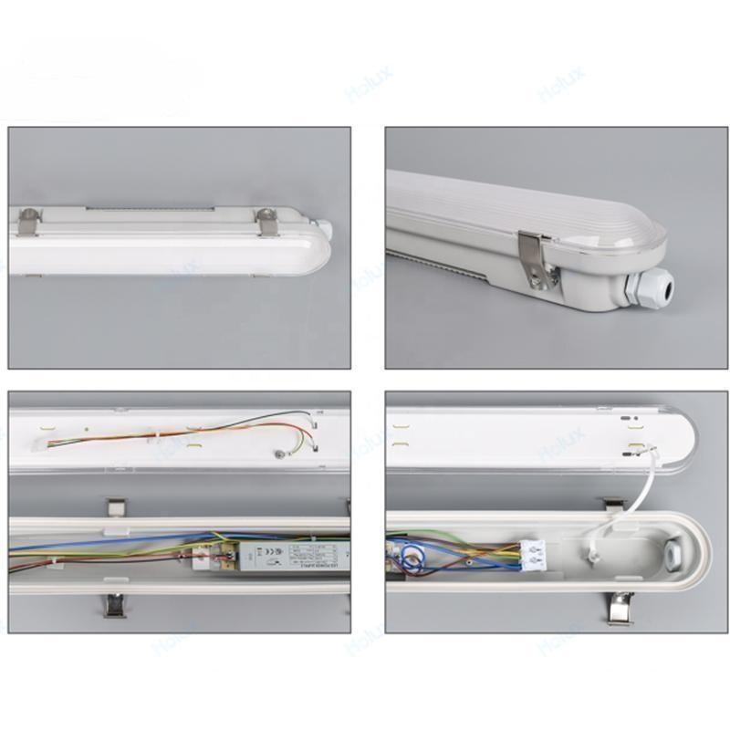Ip66 Ik10 160lm/W Wattage Adjustable Anti-Uv Pc Housing Led Triproof Batten Light Tri-Proof Lamp for Parking Lot