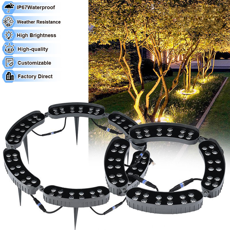 Factory Price LED Landscape Ring Tree Lights 3000K 6500K RGB Spike Spotlight Low Voltage 12V 24V Outdoor Garden Lights