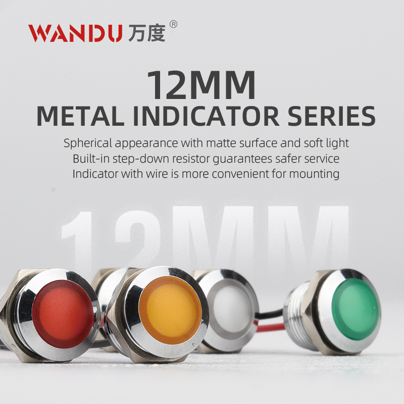 WD 12mm Led Indicator Light 6v12v24v36v48v110v220v Explosion Proof Signal Lamp High Quality Indicator Lights Metal