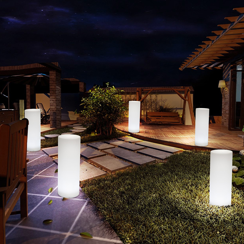 LED Pillar Solar Garden Lights for Landscaping Outdoor Backyard Villa Garden in Minimalism Style Feature Withe Waterproof