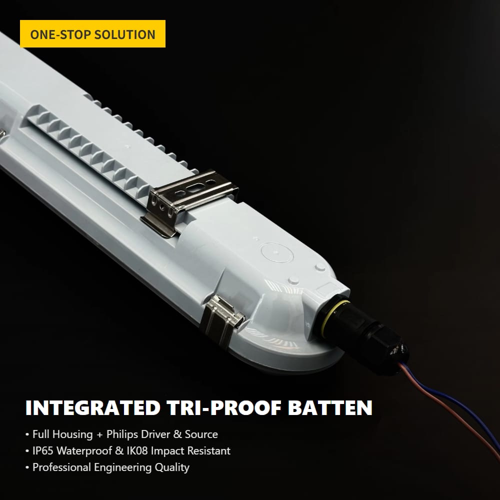 IP65 LED Tri-proof Light with for Xitanium Driver 1.2m Industrial Batten Fixture ABS+PC Supermarket 3-Year Warranty