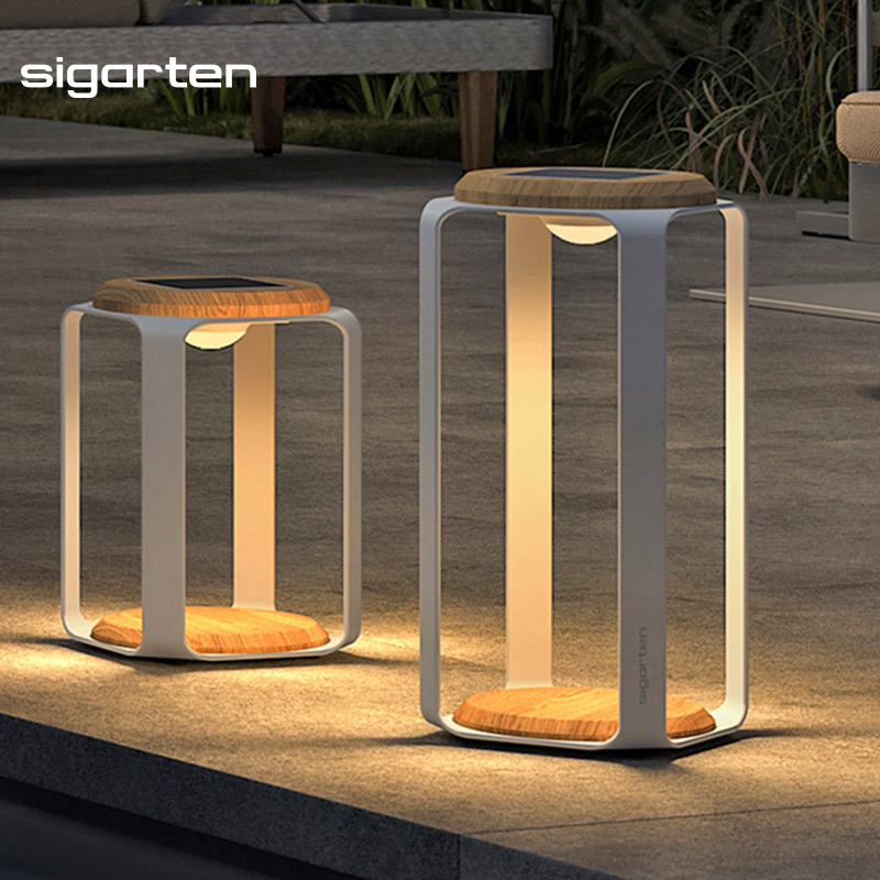 Sigarten Foshan Outdoor Garden White Large Metal Waterproof Solar Floor Lantern For Gift Birthdays Weddings Gift