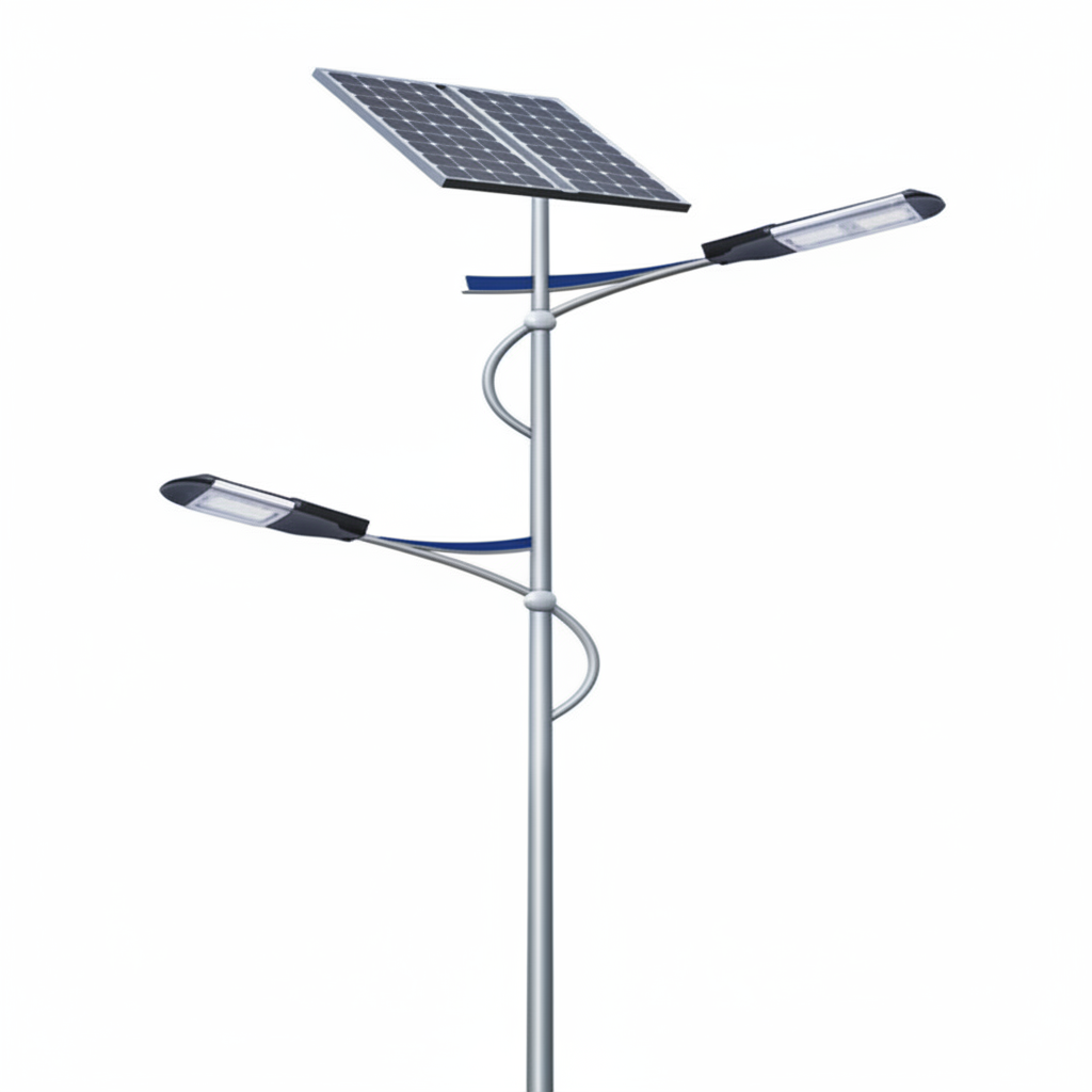 Solar LED Street Lamps IP65 Waterproof Outdoor Dual-head for Urban Roads &amp; Commercial Use