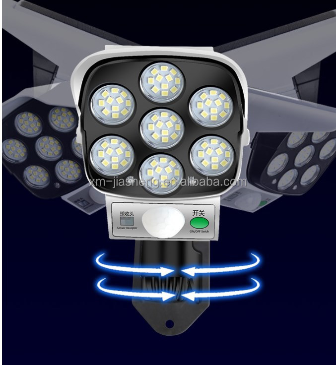 Outdoor Waterproof 77 LED Motion Sensor Anti-theft Simulation Solar Surveillance Monitor Wall Light for Courtyard,patio,garden