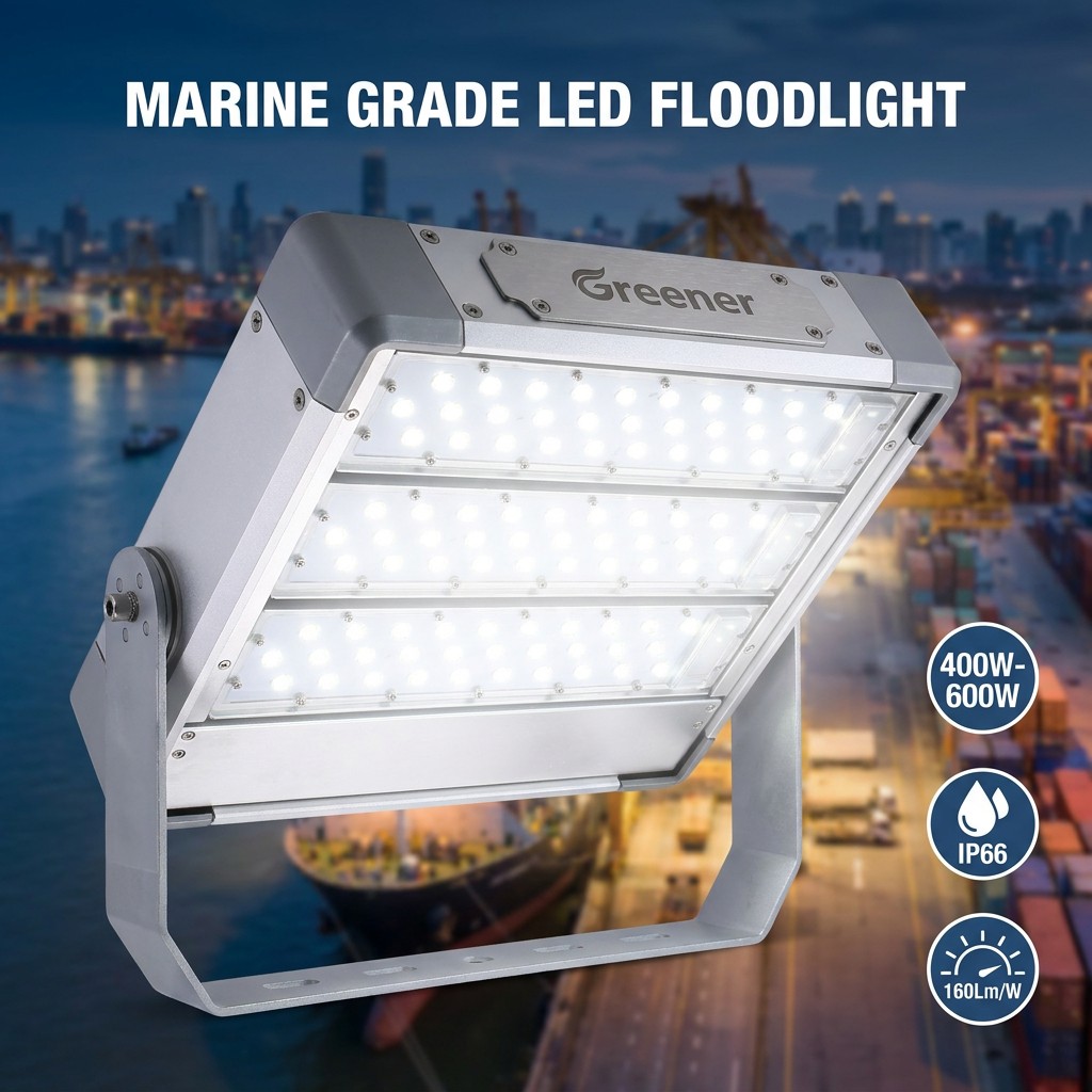 Marine Grade Heavy Duty 400W-600W LED Floodlight IP66 Anti-Corrosion for Port Terminal &amp; Pier Lighting with Meanwell Driver