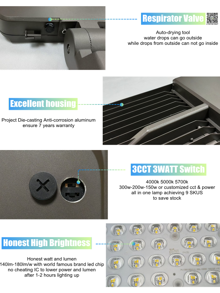 CETL DLC CE CB Smart led Shoebox street led Fixture Exterior 3 Color Cct 3watt Switchable Save Stock 150w 200w Parking Lot led