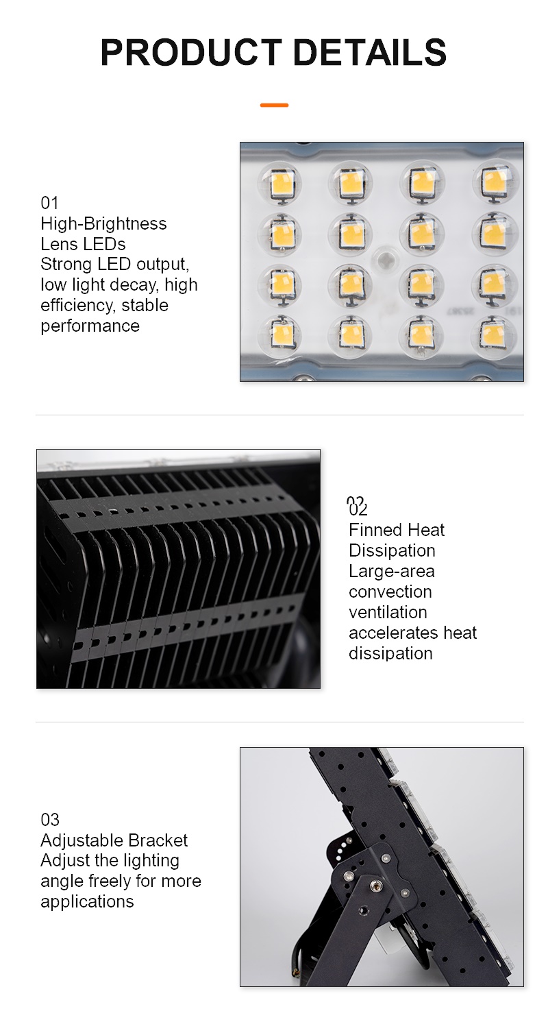 600W LED Football Field Lighting Outdoor Stadium Flood Light High-Pole Basketball Court Modular Sports Lamp