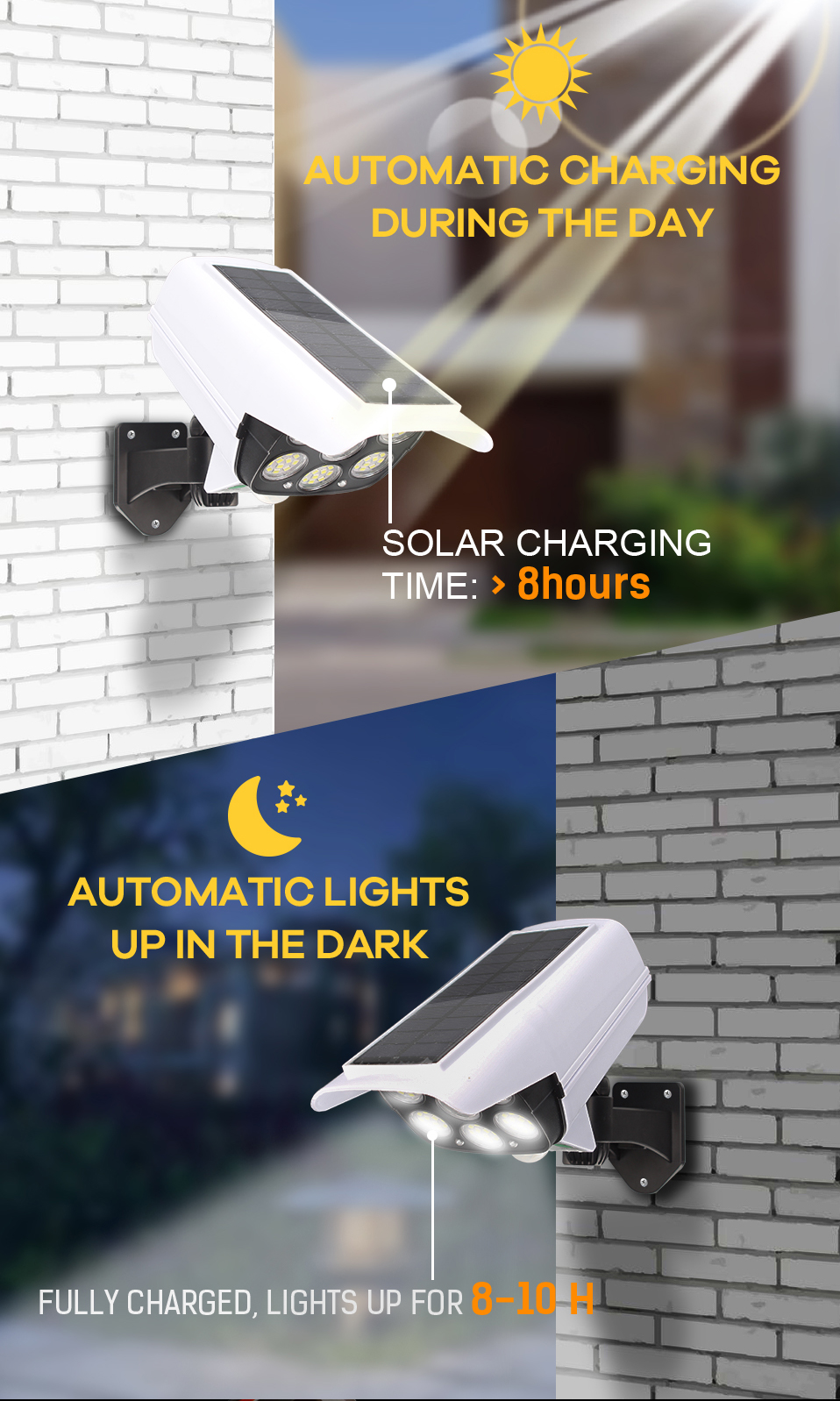 Solar Security LED Flood Light Outdoor Simulation Motion Sensor Wall Lamp Solar Surveillance Cameras Lights