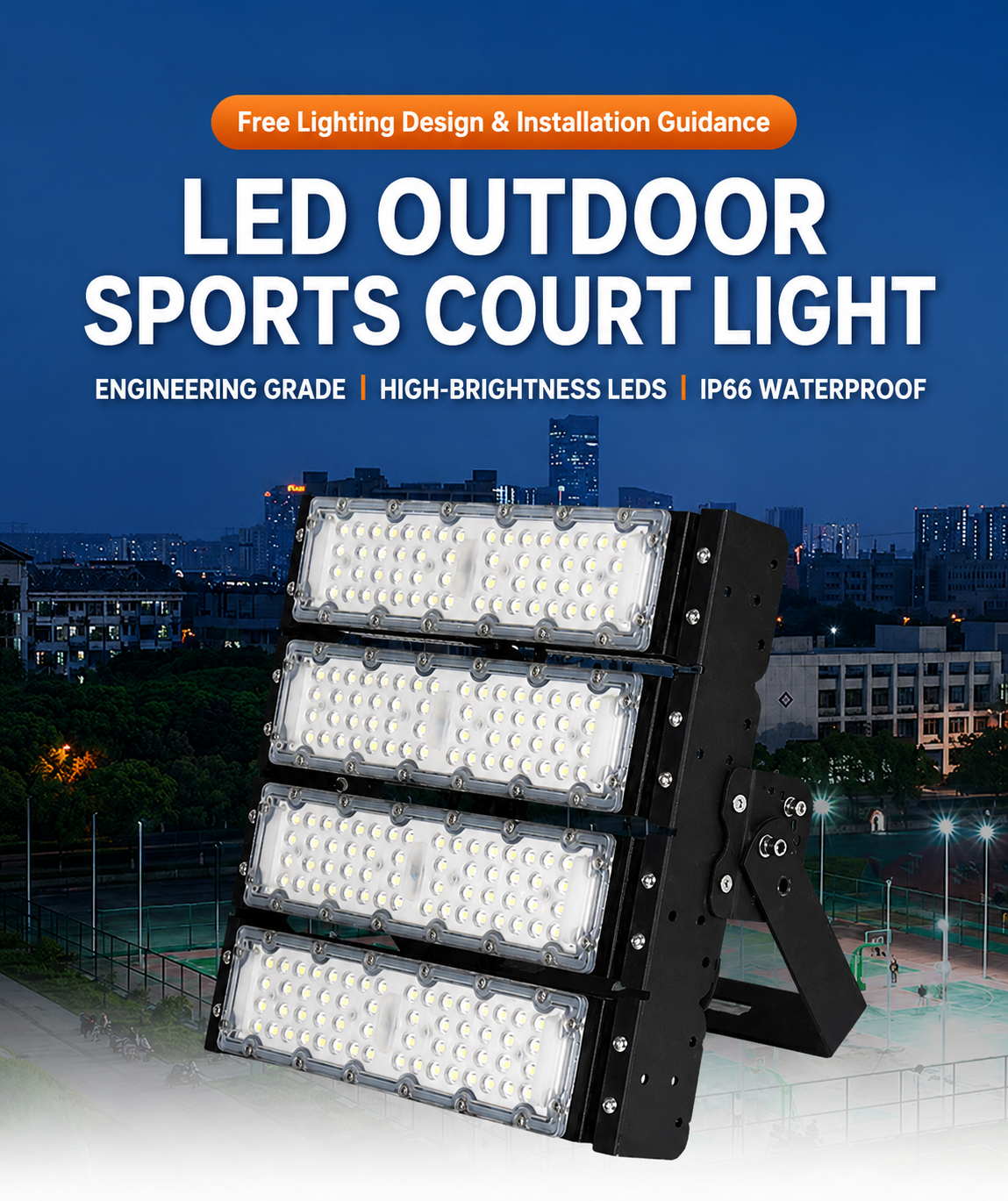 600W LED Football Field Lighting Outdoor Stadium Flood Light High-Pole Basketball Court Modular Sports Lamp
