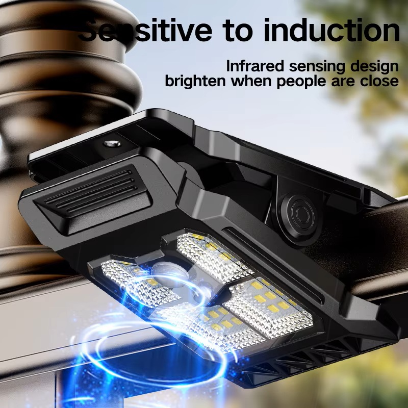 Solar Clip Wall Light Outdoor - Motion Sensor Fence Security Lamp IP65 Waterproof, Clamp Lighting for Garden Patio Garage Deck