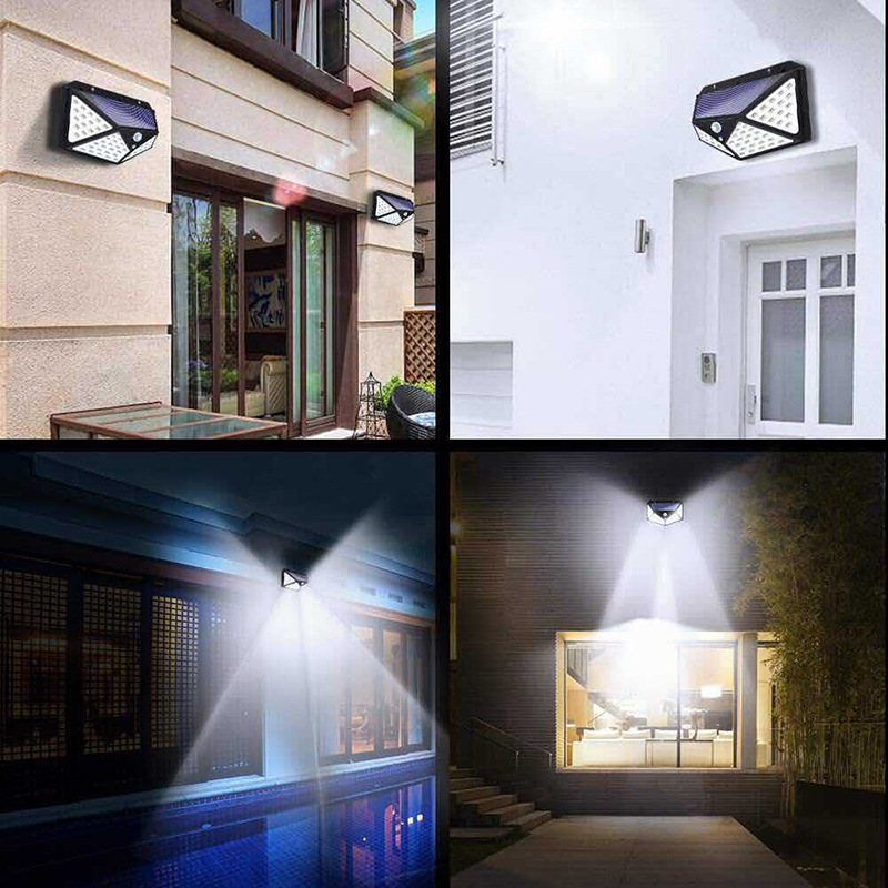Boyid Outdoor Wireless Solar Motion Sensor Lights 100 LEDs IP65 Waterproof CRI80 6000K Daylight 30000 Hours 2-Year Garden Light