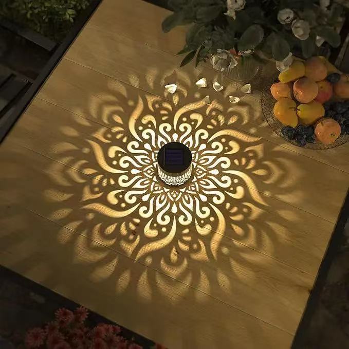 Decorative Solar Iron Mandala Lights LED Wall Projection Lamp IP65 Waterproof Outdoor Garden Landscape Lighting Light Sensor