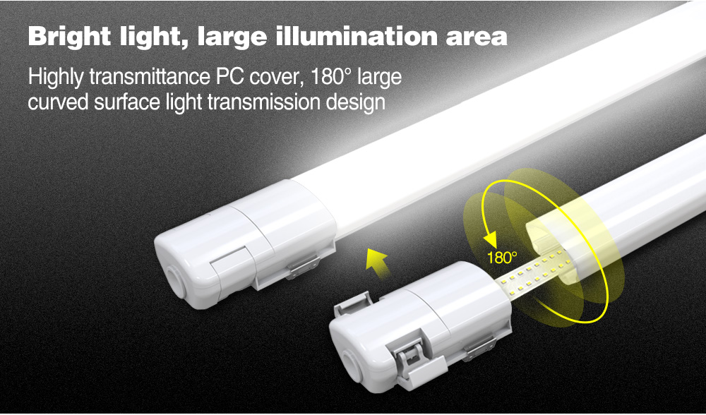 Custom PC IP65 Linear Tri-proof Light 150lm/w Linkable Dimmable Led vapor Tight Light