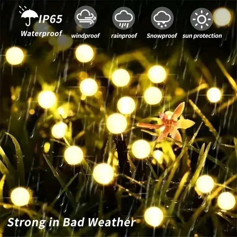 IP44 IP65 Waterproof Sun-Powered Firefly Solar Garden Light 70cm Pathway With 6 8 10 LED Landscape Patios Lawns Weddings Parties