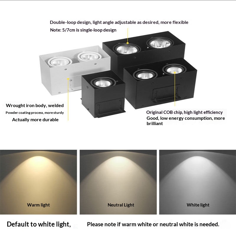 LED Square Tube Dedicated Canopy Light Single Double-Head COB Commercial Store Aluminum Ceiling Grille Bold Downlight 4000K