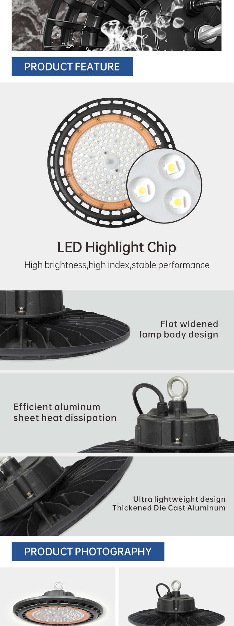 Led UFO 100W 150W 200W 250W Industrial Lighting Highbay Lamp Fixture Warehouse Garage Canopy Light Led High Bay Light