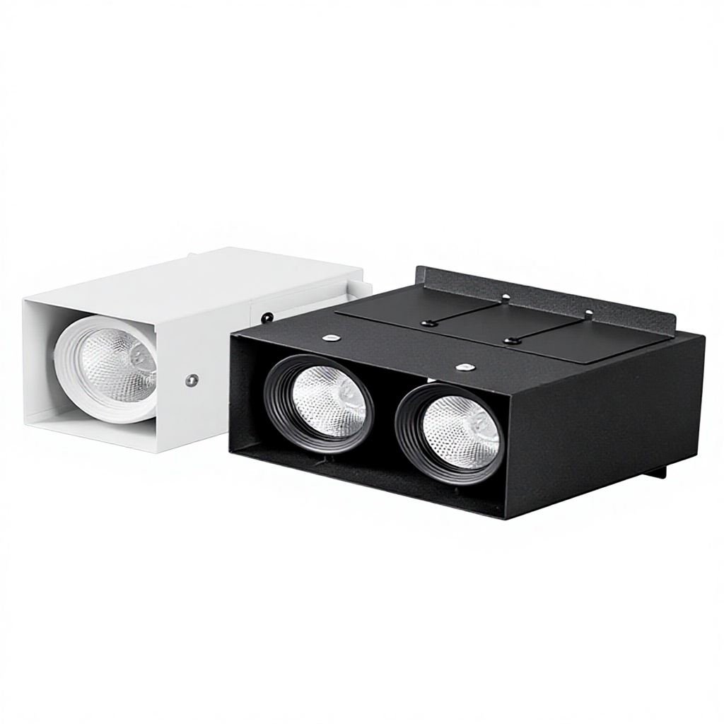 LED Square Tube Dedicated Canopy Light Single Double-Head COB Commercial Store Aluminum Ceiling Grille Bold Downlight 4000K