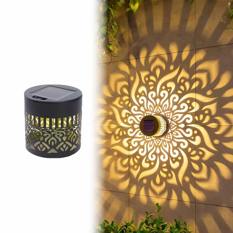 Decorative Solar Iron Mandala Lights LED Wall Projection Lamp IP65 Waterproof Outdoor Garden Landscape Lighting Light Sensor