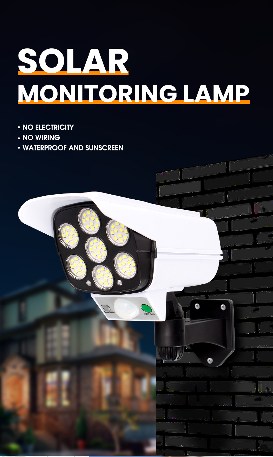 Solar Security LED Flood Light Outdoor Simulation Motion Sensor Wall Lamp Solar Surveillance Cameras Lights