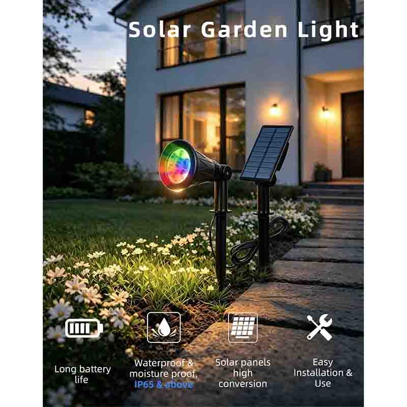 China Manufacture IP65 Rated Long Battery Life Solar Garden Spotlight &amp; Lights with Light Sensor Control Rechargeable Waterproof