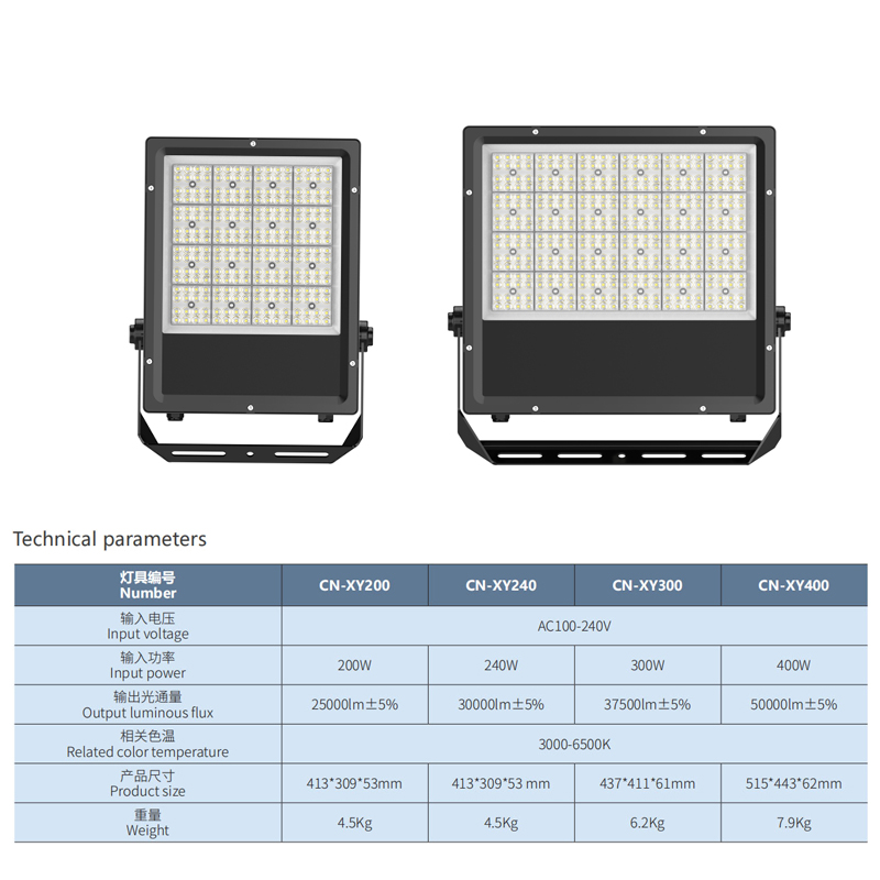 300W SMD5050 IP65 High Bright AC LED Flood Light with App Control &amp; Customized Color for Sports Stadiums Outdoor Courts