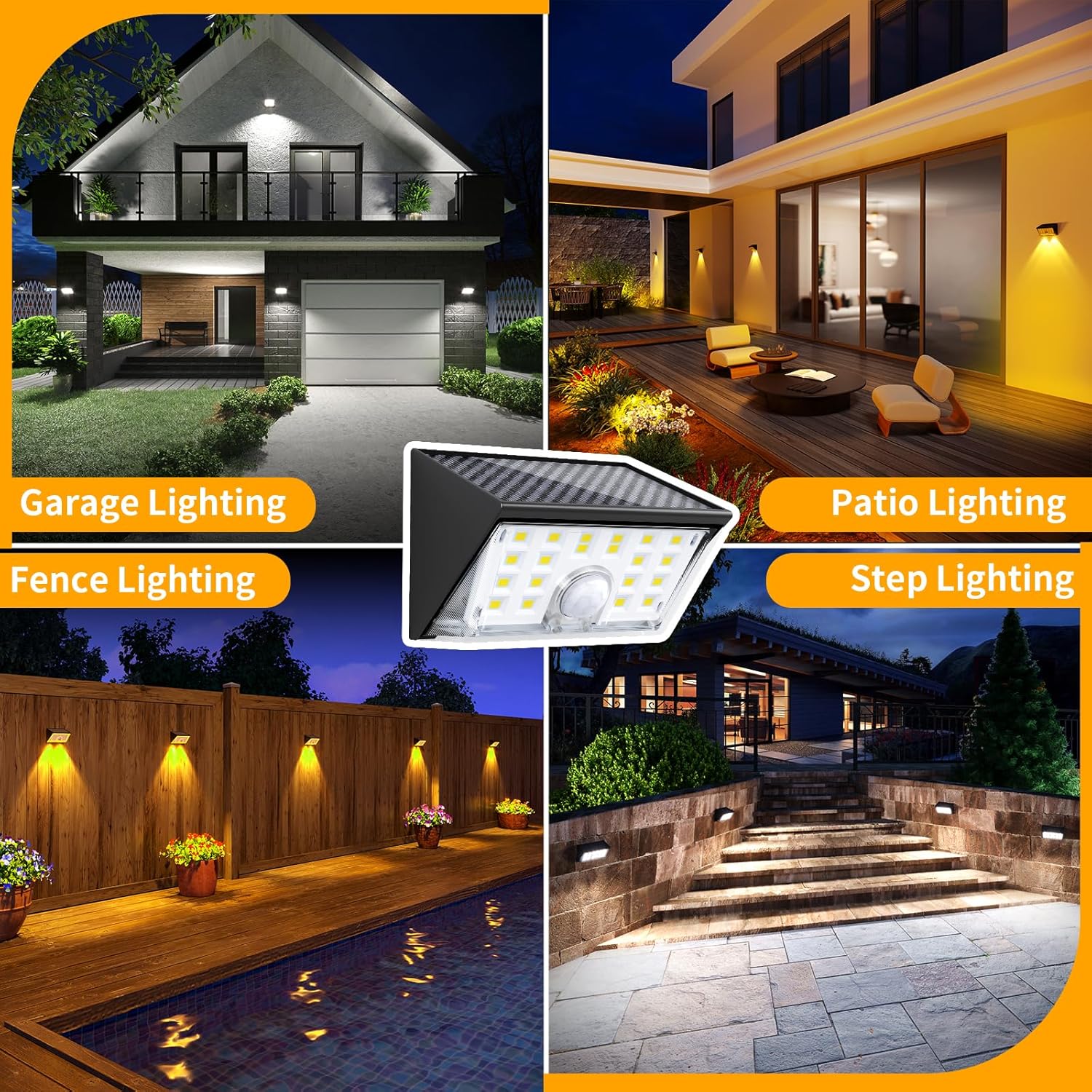 IP65 Waterproof Solar Fence Lights 22 LED Motion Sensor Wall Lights Security Night Lighting Garden Yard Front Outdoor Dimmable