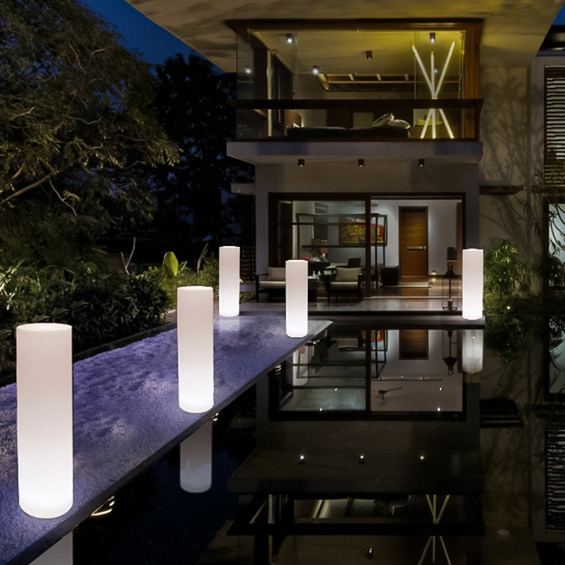 LED Pillar Solar Garden Lights for Landscaping Outdoor Backyard Villa Garden in Minimalism Style Feature Withe Waterproof