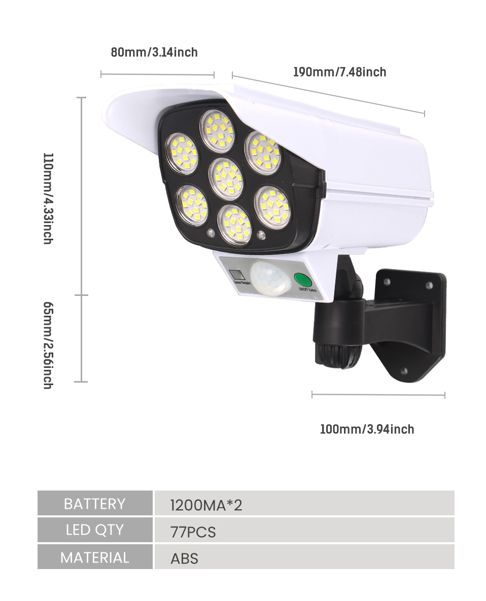 Solar Security LED Flood Light Outdoor Simulation Motion Sensor Wall Lamp Solar Surveillance Cameras Lights