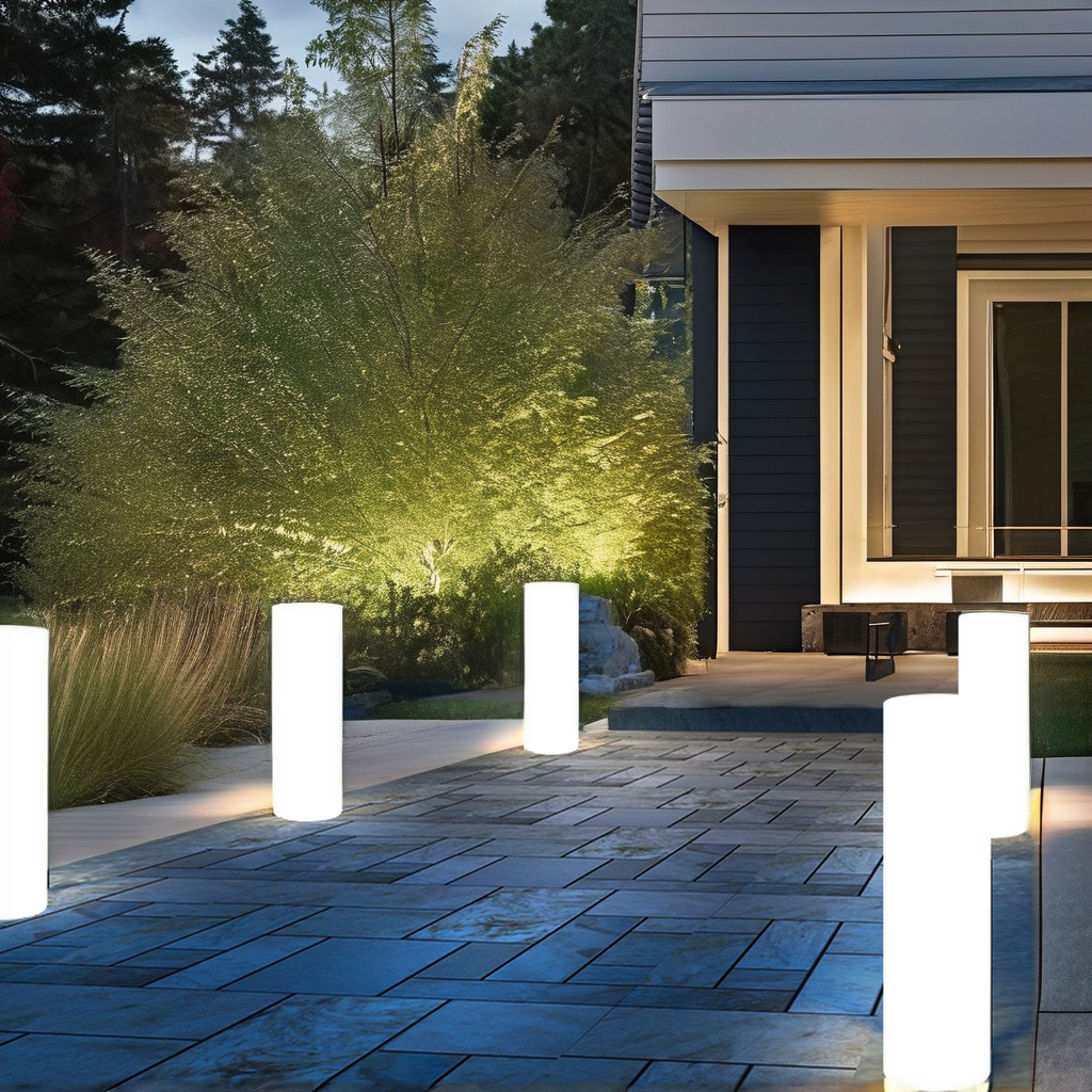 Outdoor Waterproof Warm White Light Landscape Cylindrical Light Color Changeable LED Solar Cylindrical Light for Garden Lawn