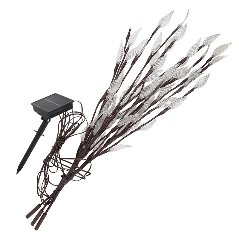 LED Solar Garden Lights Waterproof Outdoor Stakes Decorative Tree Leaf Pathway Light Auto Sensor Flower Lamp