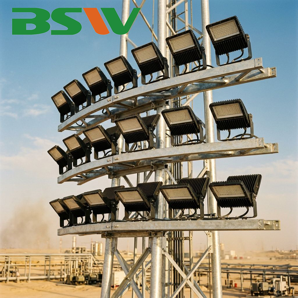 Factory Custom 15m-30m Hot Dip Galvanized High Mast Light Stadium Floodlighting Tower For Sports Fields And Football Pitch
