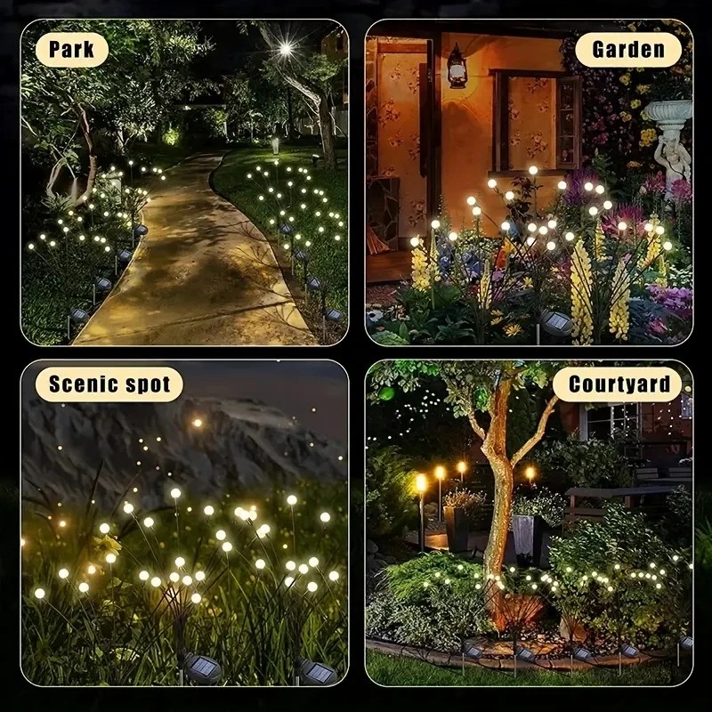 IP44 IP65 Waterproof Sun-Powered Firefly Solar Garden Light 70cm Pathway With 6 8 10 LED Landscape Patios Lawns Weddings Parties