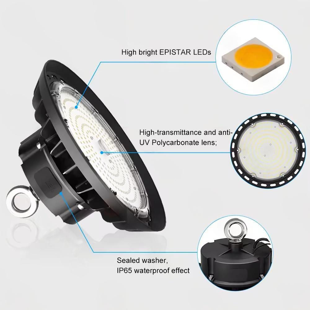 IP65 ETL Certified Industrial Stadium Warehouse UFO High Bay Light SMD2835 5000K 150W Multiple Options 100W-400W Durable Easy