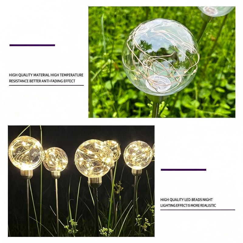 Solar Powered IP65 Waterproof Garden Stake Lights 10-20 Pack Optional LED Copper Wire Ball Lights Remote Control Outdoor Path