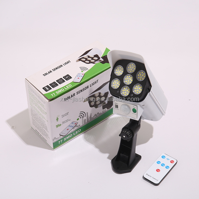 Outdoor Waterproof 77 LED Motion Sensor Anti-theft Simulation Solar Surveillance Monitor Wall Light for Courtyard,patio,garden