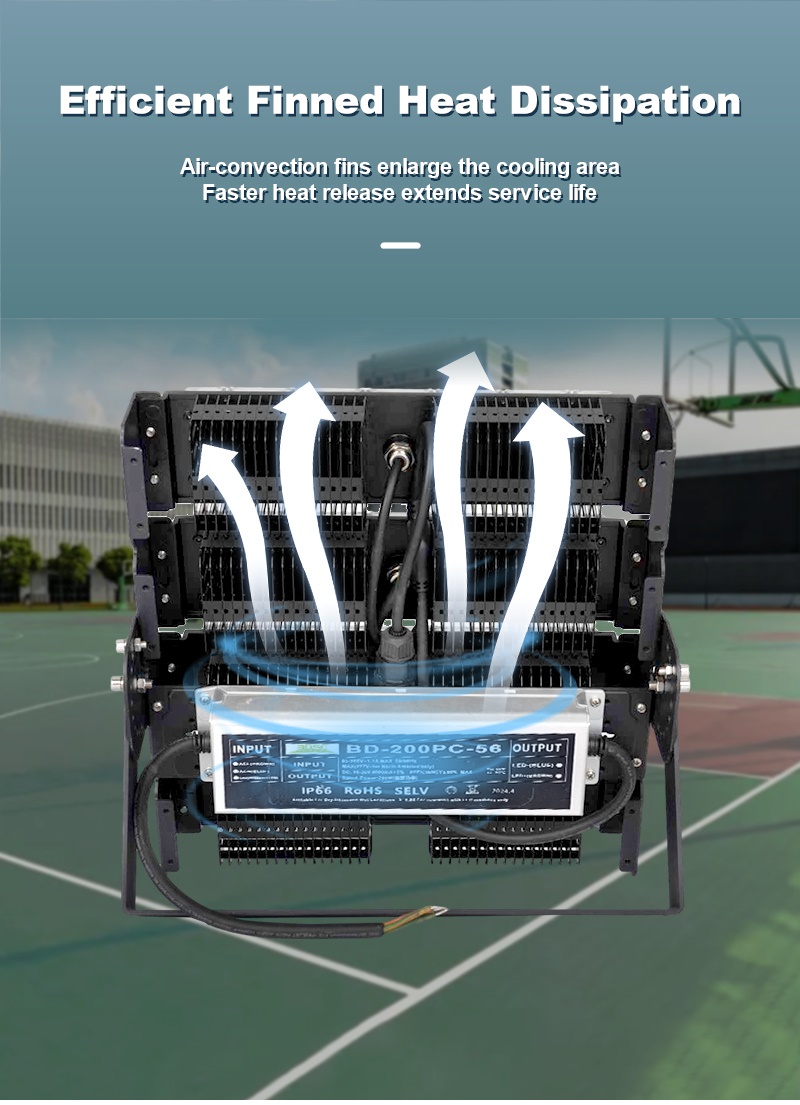 600W LED Football Field Lighting Outdoor Stadium Flood Light High-Pole Basketball Court Modular Sports Lamp