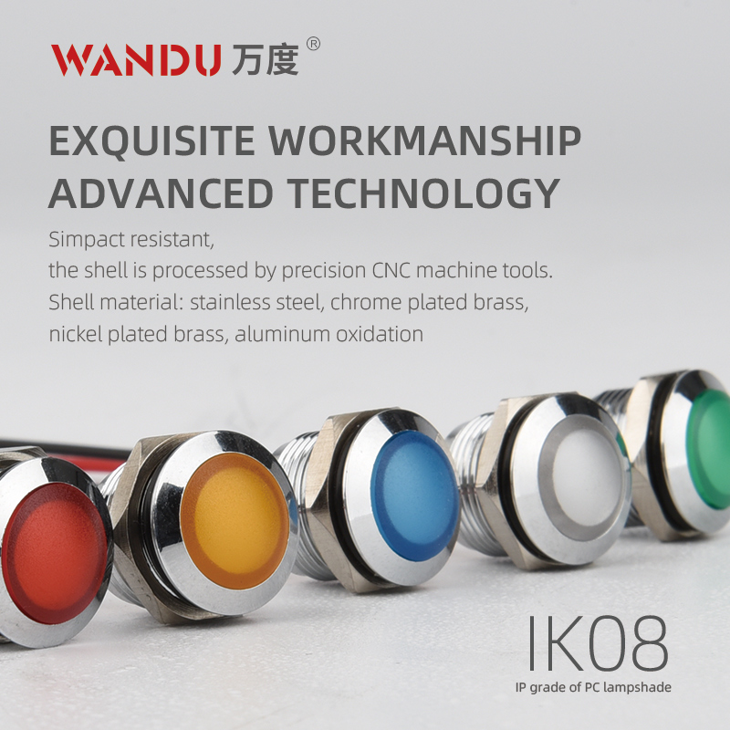 WD 12mm Led Indicator Light 6v12v24v36v48v110v220v Explosion Proof Signal Lamp High Quality Indicator Lights Metal