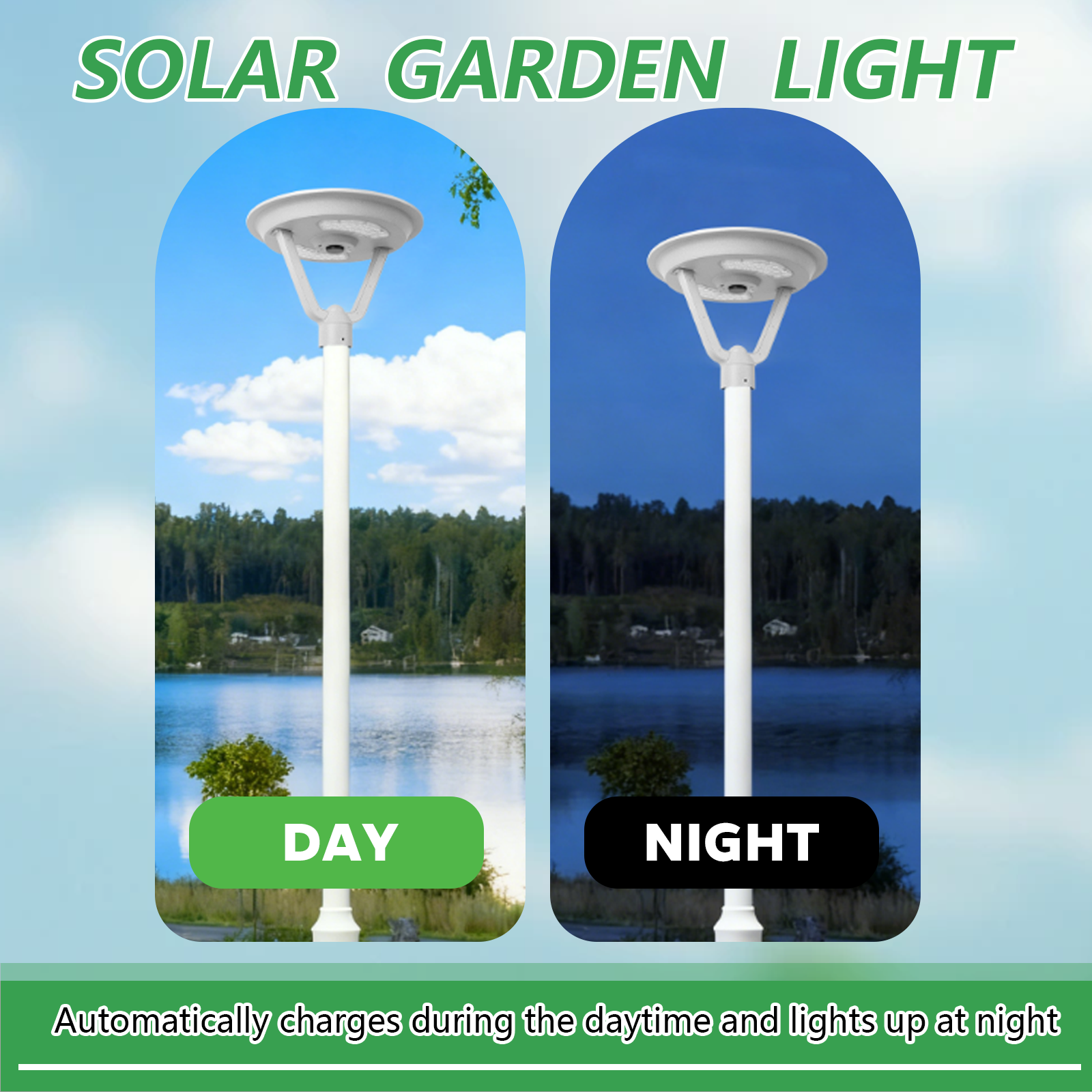 Solar Garden Light LED IP65 Rainy Day Charging Monocrystalline Panel