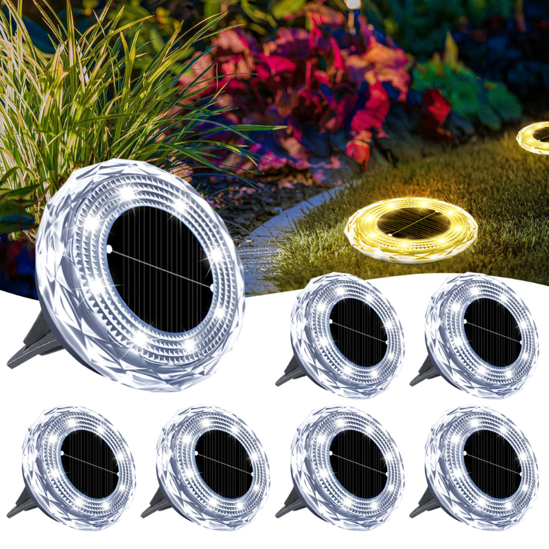 New Mini Solar-powered IP65 Waterproof 8LED Motion Sensor Flying Saucer Garden Lawn Light ABS Material