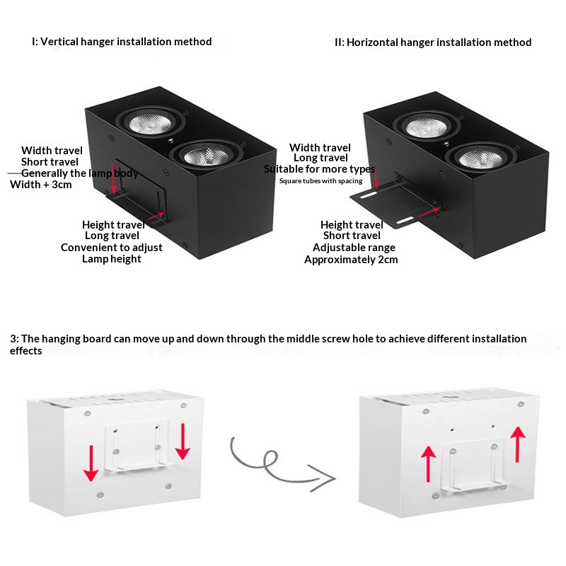 LED Square Tube Dedicated Canopy Light Single Double-Head COB Commercial Store Aluminum Ceiling Grille Bold Downlight 4000K